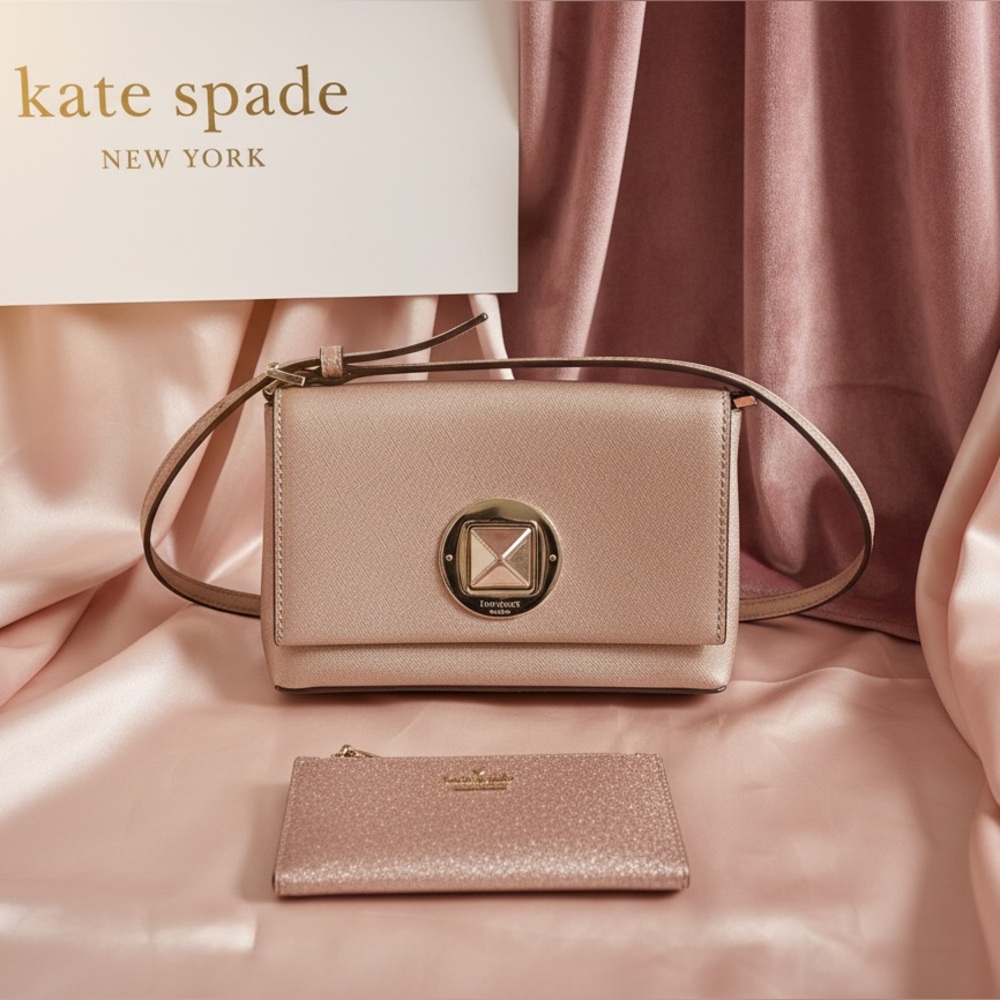 Kate Spade Limited Edition Rose Gold Crossbody and Wallet Set
